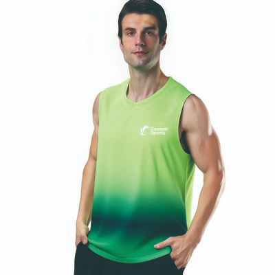 100% Polyester Micro Mesh Sublimated Crew Neck Sleeveless Loose Singlet - (print 